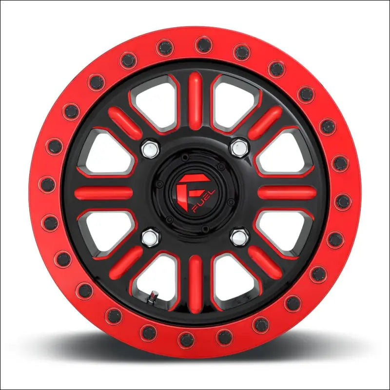 Fuel D911 Hardline Beadlock Wheel Gloss Black Red Tinted Clear - 15x10 / 4x137 / + 25mm - Wheels