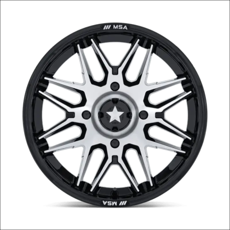 MSA M52 Radar UTV Gloss Black with Machined Face Wheels Cast Aluminum - 14x7 / 4x156 / 10