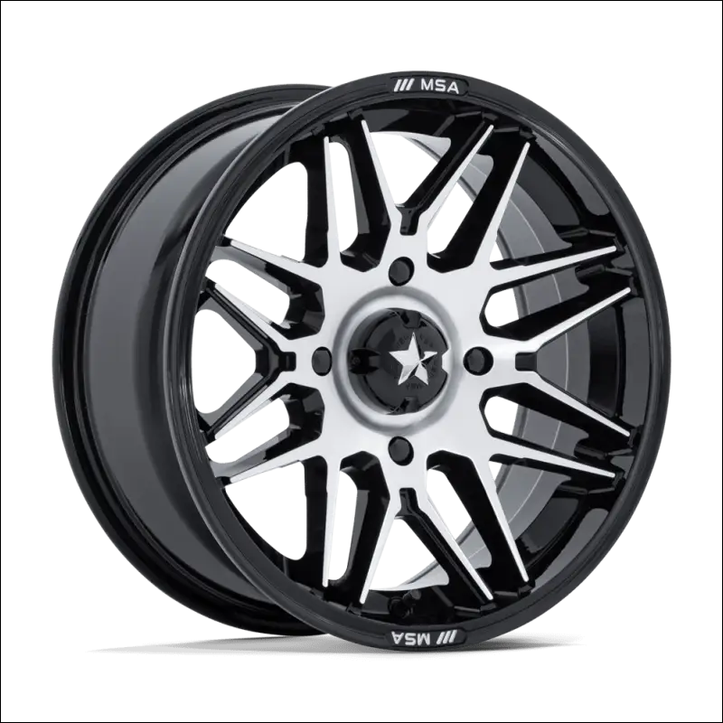MSA M52 Radar UTV Gloss Black with Machined Face Wheels Cast Aluminum - 14x7 / 5x114.3/5x4.5 / 10