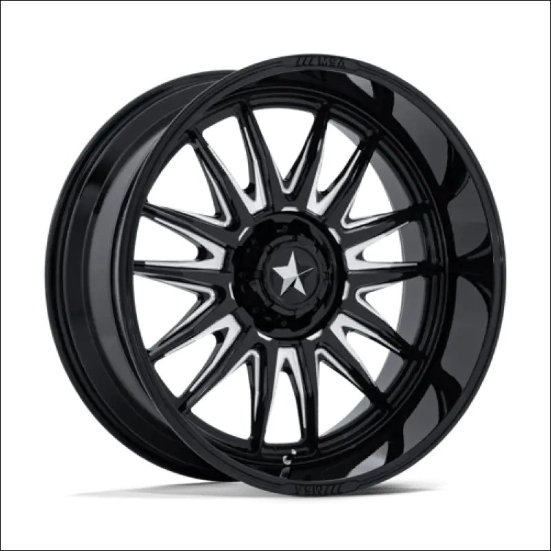 MSA M55 Commander UTV Gloss Black Milled Wheels Cast Aluminum - 18x7 / 4x137/4x156 / 10