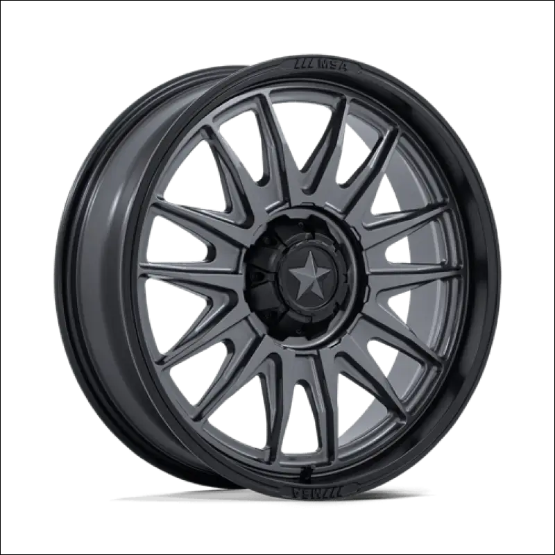 MSA M55 Commander UTV Matte Gunmetal with Black Lip Wheels Cast Aluminum - 18x7 / 5x114.3/5x4.5 / 10
