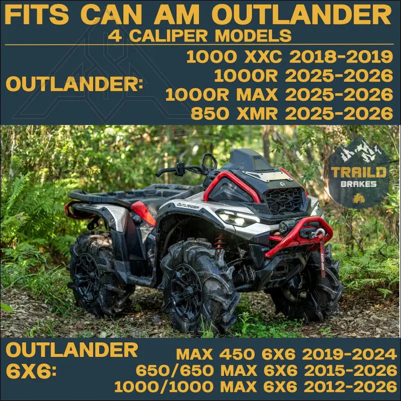 Can-Am Outlander 1000/850/650/450 6x6 2015-2026 4 Wheel Ceramic Brake Pad Set - Vehicle Parts & Accessories