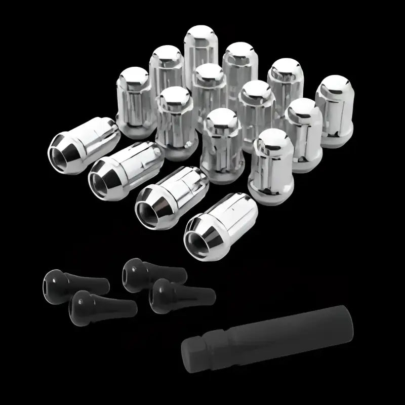 Spline Drive Lug Nut Kit 3/8’’ x 24 TPI with Slim Profile Socket - Chrome - Wheels