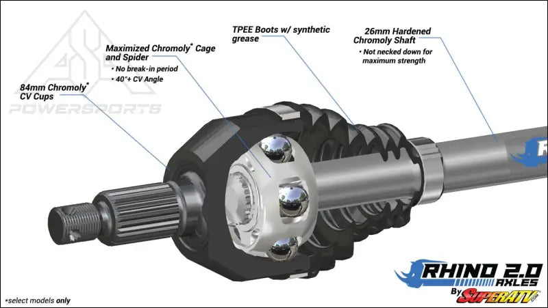 SuperATV Rhino 2.0 ’11-’14 Polaris RZR XP 900 Heavy Duty Axles