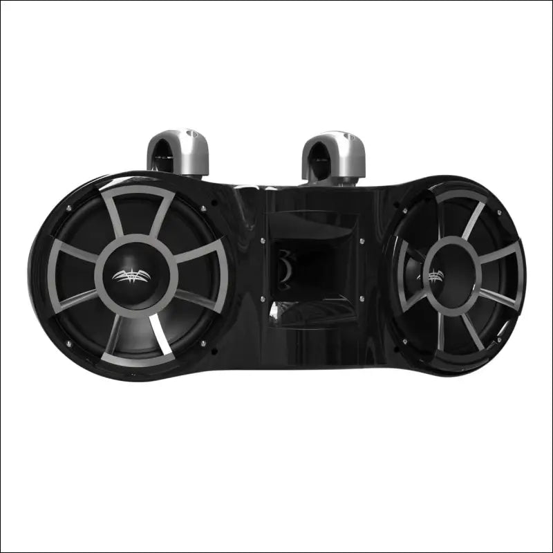 Wet Sounds Revolution Series Dual 10’’ Black Tower Speaker - Silver Aluminum Fixed Clamp (1 7/8’’ - 3’’) - Audio
