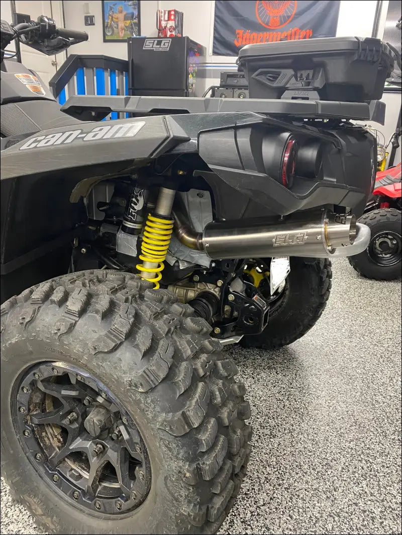2012-2024 Gen 2 CanAm Outlander 650-800-850-1000cc Bomber Quiet Series Slip On - Raw stainless/Large Logo / Billet