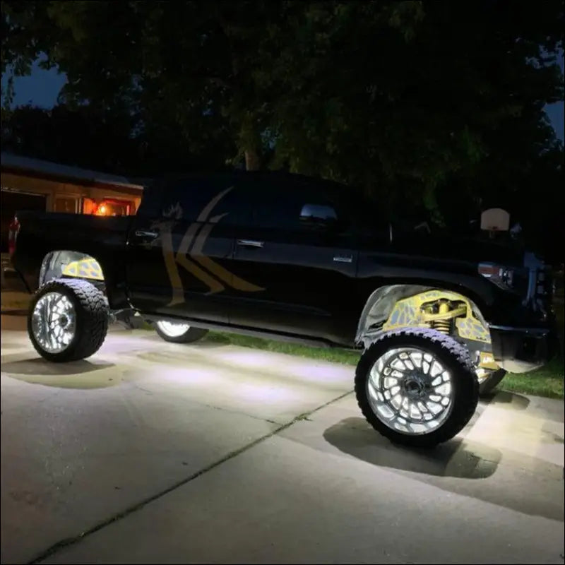 Infinite Offroad | SINGLE COLOR LED WHEEL RINGS SET (WHITE) - 17’’ OUTSIDE/INSIDE DUAL ROW / YES ADD CONTROLLER - LIGHTS