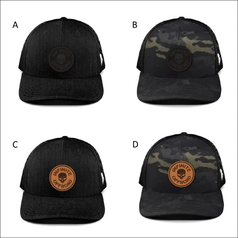 Infinite Offroad | INFINITE OFFROAD TRUCKER CAP - A: FLAT BILL HAT - BLACK / LOGO - Apparel