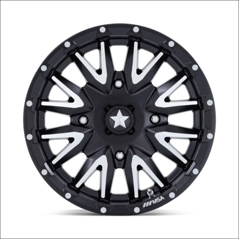 MSA M49 Creed Machined and Matte Black UTV Rims - 16x7 / 4x110 / 10 - Wheels