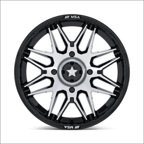 MSA M52 Radar UTV Gloss Black with Machined Face Wheels Cast Aluminum - 14x7 / 4x156 / 10