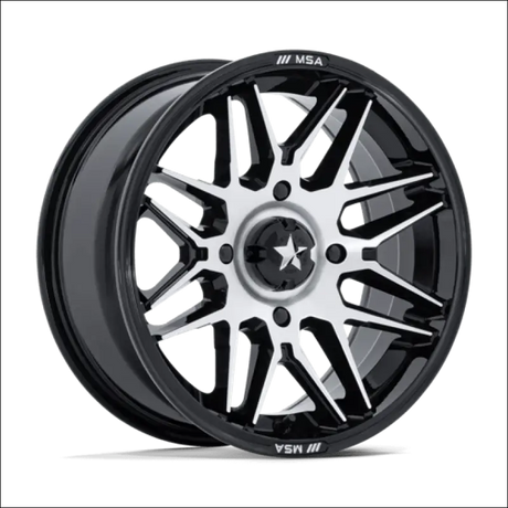 MSA M52 Radar UTV Gloss Black with Machined Face Wheels Cast Aluminum - 14x7 / 4x110 / 10