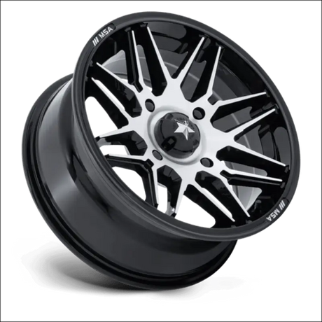 MSA M52 Radar UTV Gloss Black with Machined Face Wheels Cast Aluminum - 14x7 / 4x110 / -47