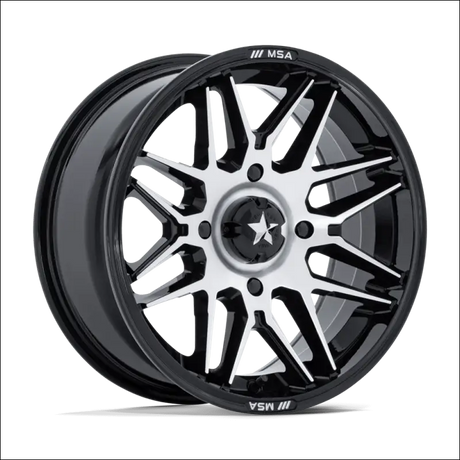 MSA M52 Radar UTV Gloss Black with Machined Face Wheels Cast Aluminum - 14x7 / 5x114.3/5x4.5 / 10