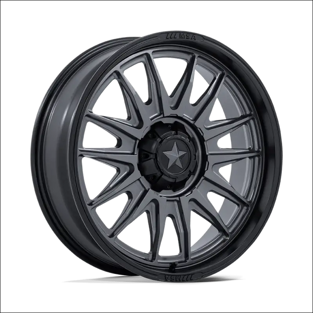 MSA M55 Commander UTV Matte Gunmetal with Black Lip Wheels Cast Aluminum - 15x7 / 5x114.3/5x4.5 / 10