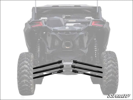 SuperATV Can-Am Maverick X3 Tubed Radius Arms - Complete Kit (6 Rods) / 64 Inch Wide / Black - Rods