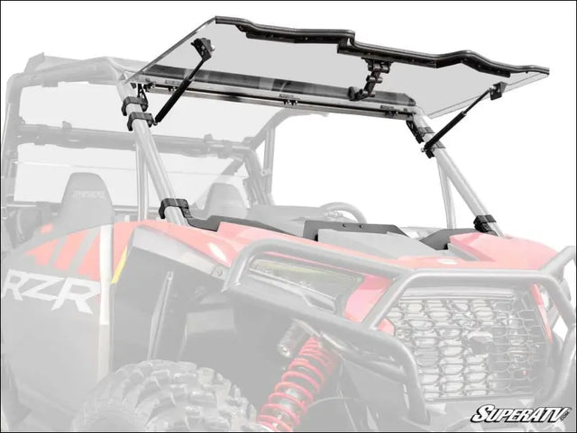 SuperATV Polaris RZR XP Scratch-Resistant Flip Windshield - Scratch Resistant Polycarbonate - Clear