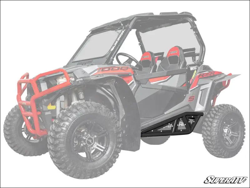 SuperATV Polaris RZR XP Turbo Heavy Duty Tube Rock Sliders - Black - Nerf Bars