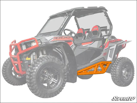 SuperATV Polaris RZR XP Turbo Heavy Duty Tube Rock Sliders - Orange - Nerf Bars