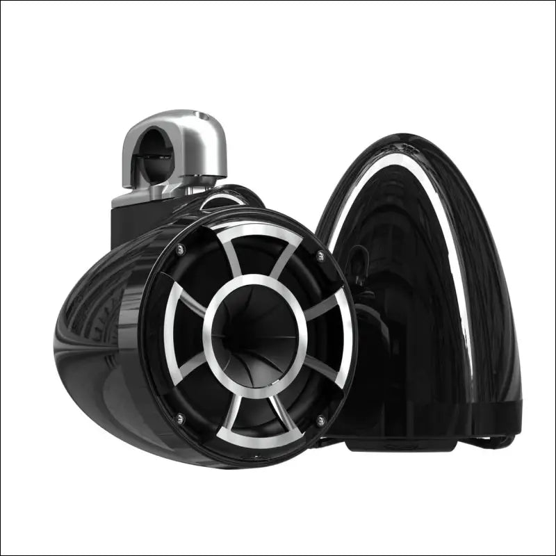 Wet Sounds Revolution Series 8’’ Black Tower Speakers - Silver Aluminum Fixed Clamp (1 7/8’’ - 3’’) - Audio