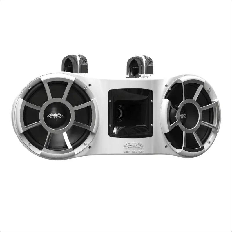 Wet Sounds Revolution Series Dual 10’’ White Tower Speaker - Fixed Clamp (1 7/8’’ - 3’’) - Audio